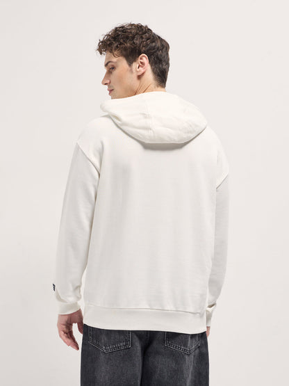 White graphic Printed Relax Fit Hoodie