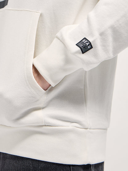 White graphic Printed Relax Fit Hoodie