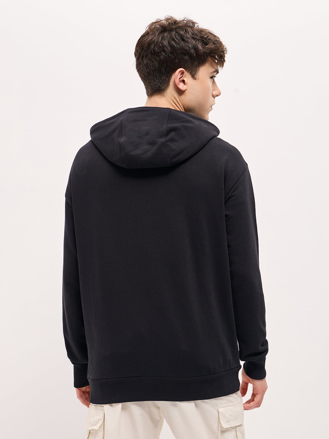 Black Pixelated Graphic Design Relax Fit Hoodie