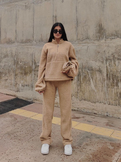 Teddy Fleece Co-ord Set - Beige