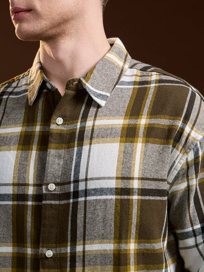 Multi-Color Flannel Checked Relax Fit Overshirt