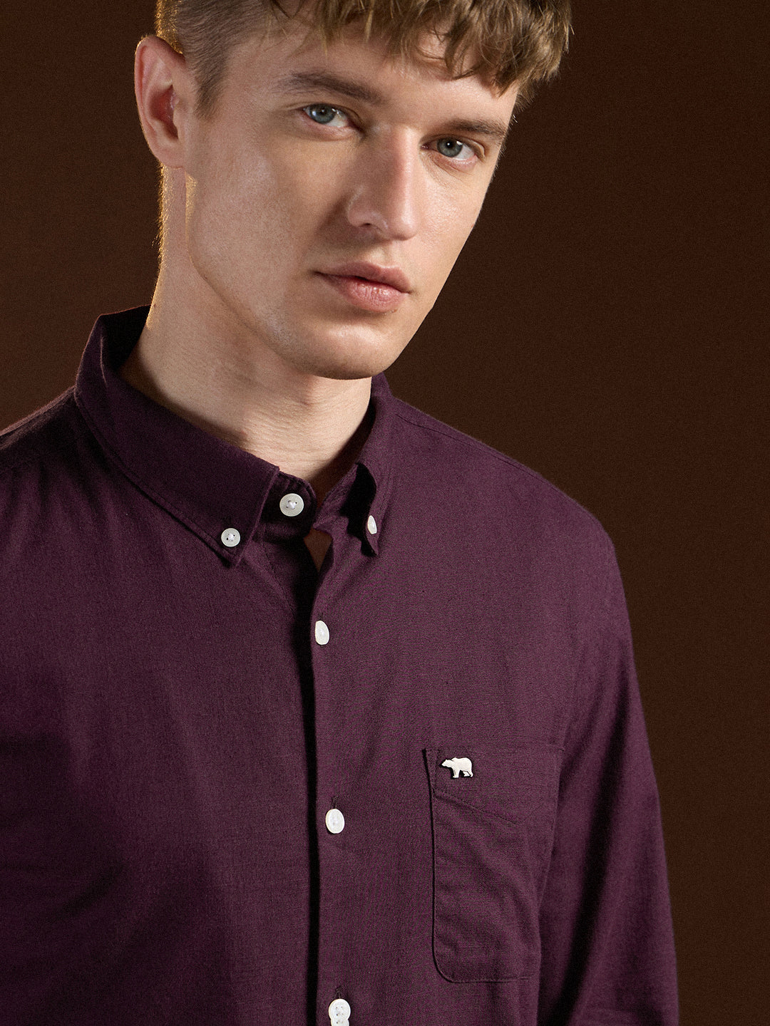 Maroon Solid Slim Fit Cotton Casual Shirt