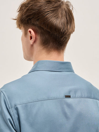 Blue Solid Slim Fit Casual Shirt