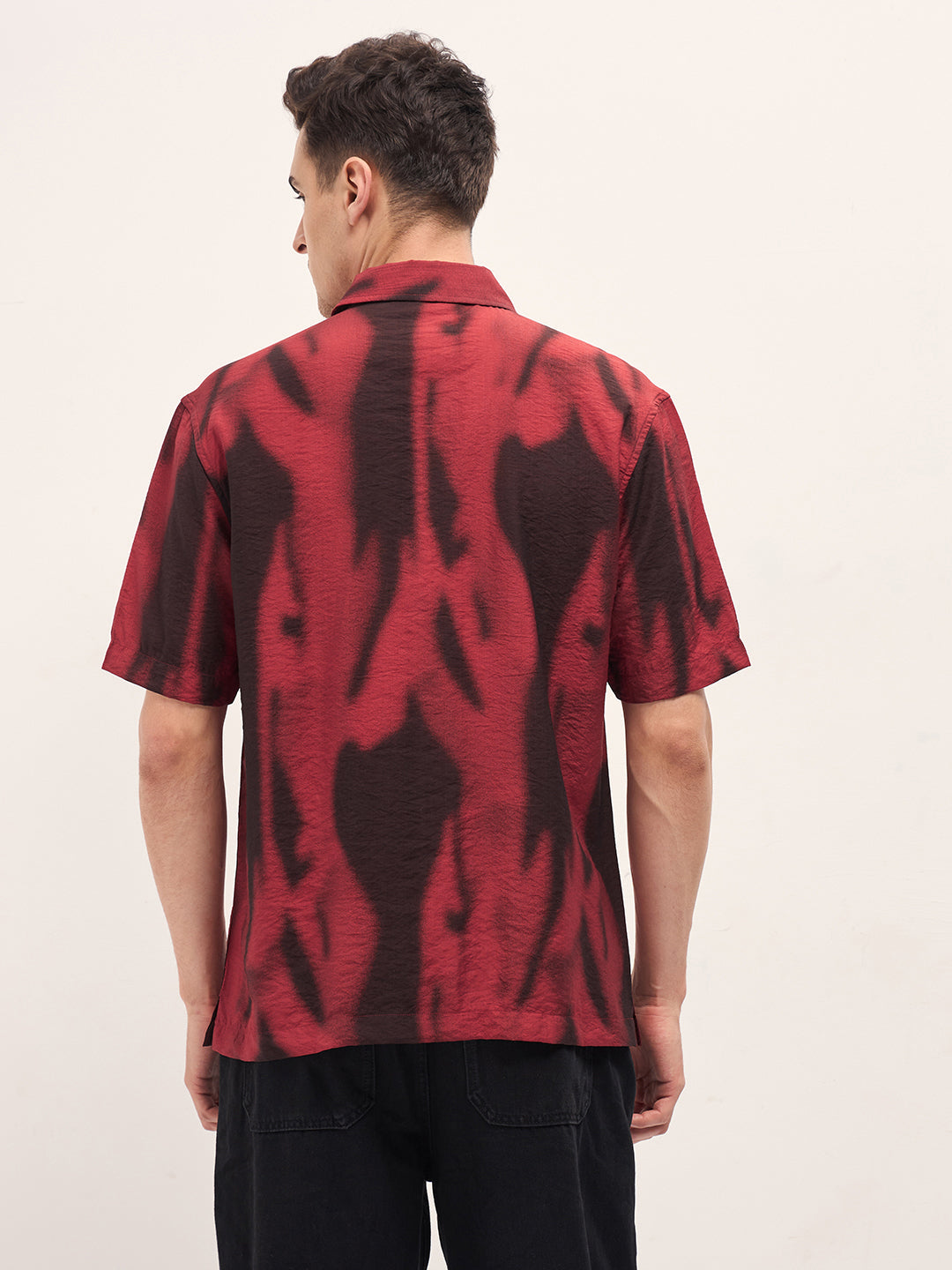 Red Digital Print Relax Fit Casual Shirt