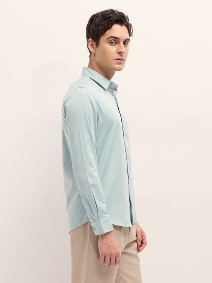 Light Green Solid Slim Fit Casual Shirt