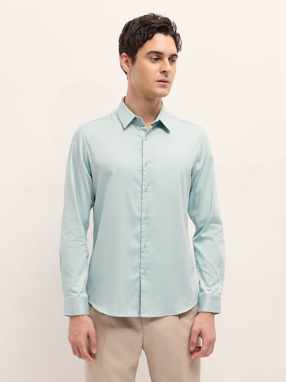 Light Green Solid Slim Fit Casual Shirt