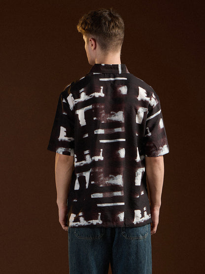 Black Digital Print Relax Fit Casual Shirt