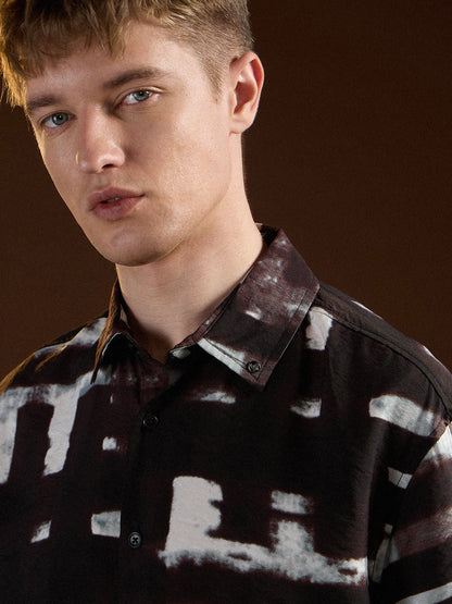 Black Digital Print Relax Fit Casual Shirt