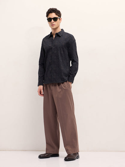 Black Geometrical Print Relax Fit Overshirt