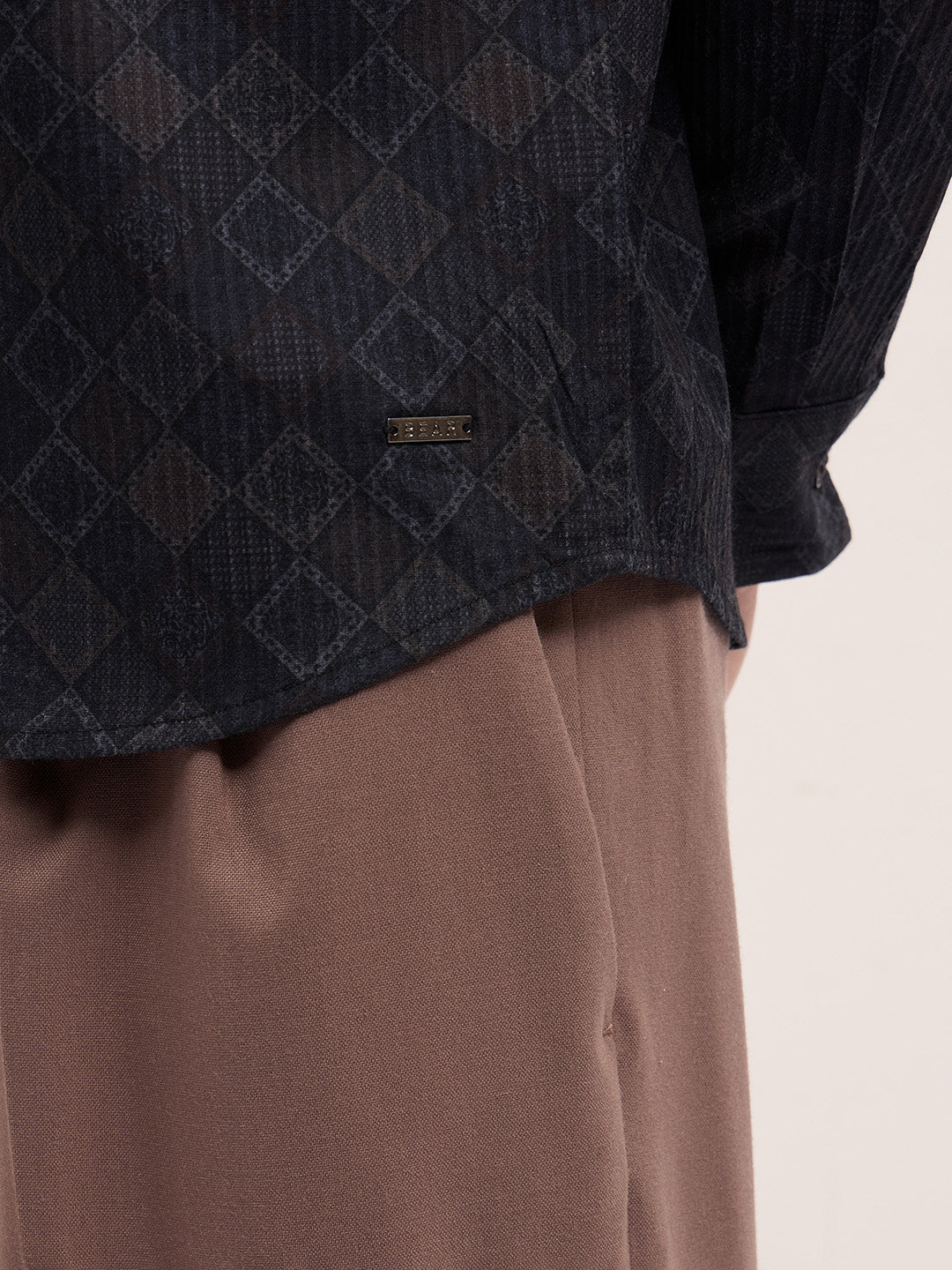 Black Geometrical Print Relax Fit Overshirt