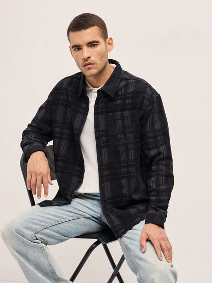 Black Checked Relax Fit Overshirt