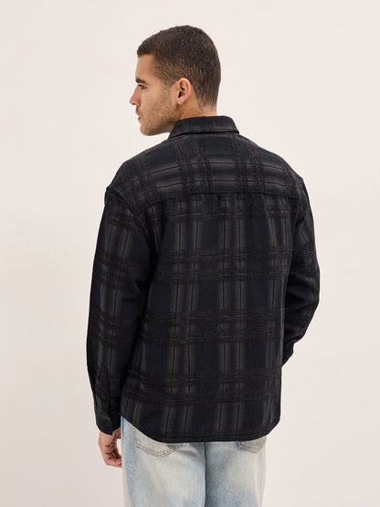 Black Checked Relax Fit Overshirt