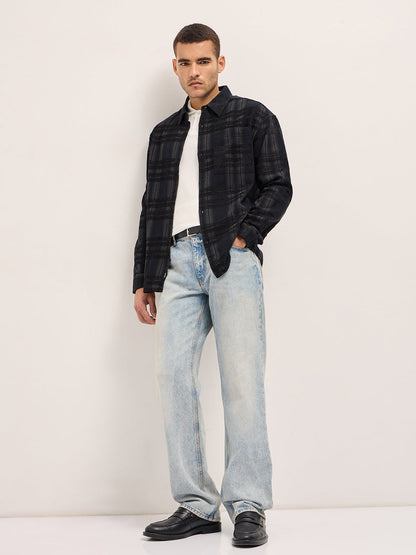 Black Checked Relax Fit Overshirt
