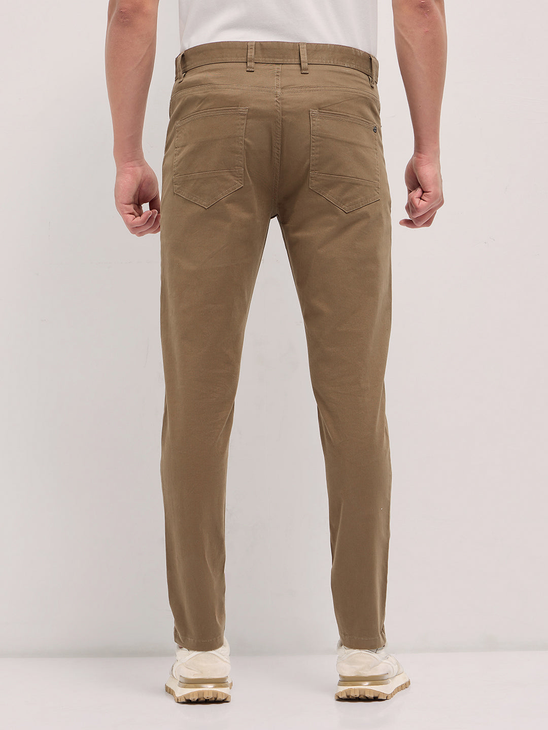 Brown Solid Slim Fit Casual Chino Trouser