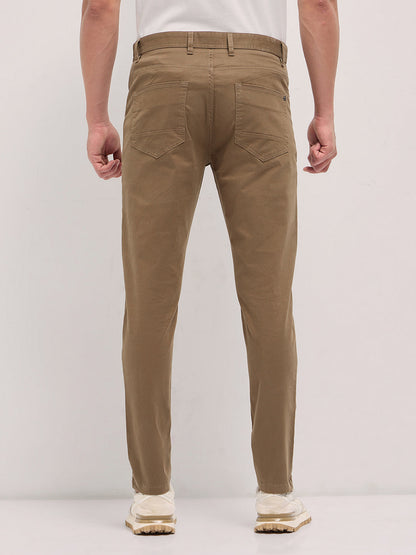 Brown Solid Slim Fit Casual Chino Trouser