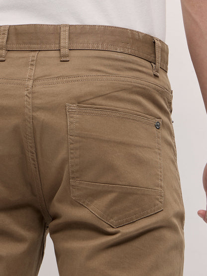 Brown Solid Slim Fit Casual Chino Trouser