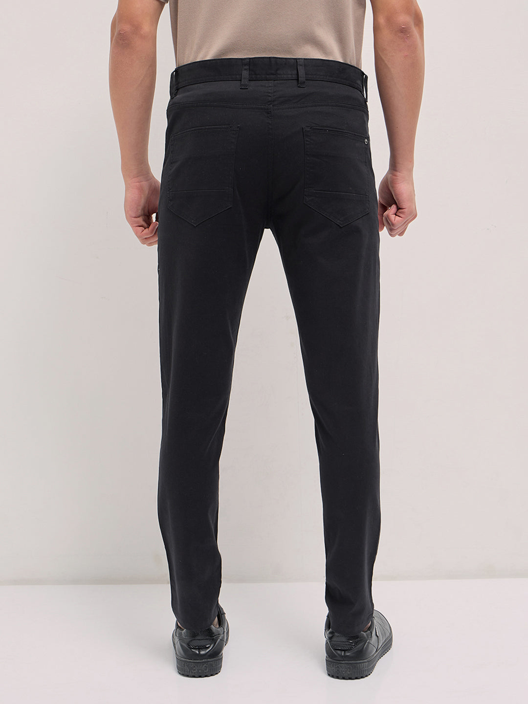 Black Solid Slim Fit Casual Chino Trouser