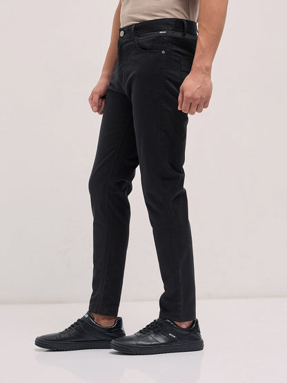 Black Solid Slim Fit Casual Chino Trouser