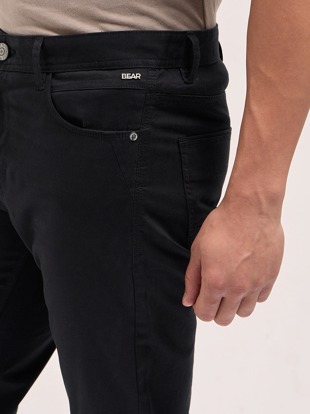 Black Solid Slim Fit Casual Chino Trouser