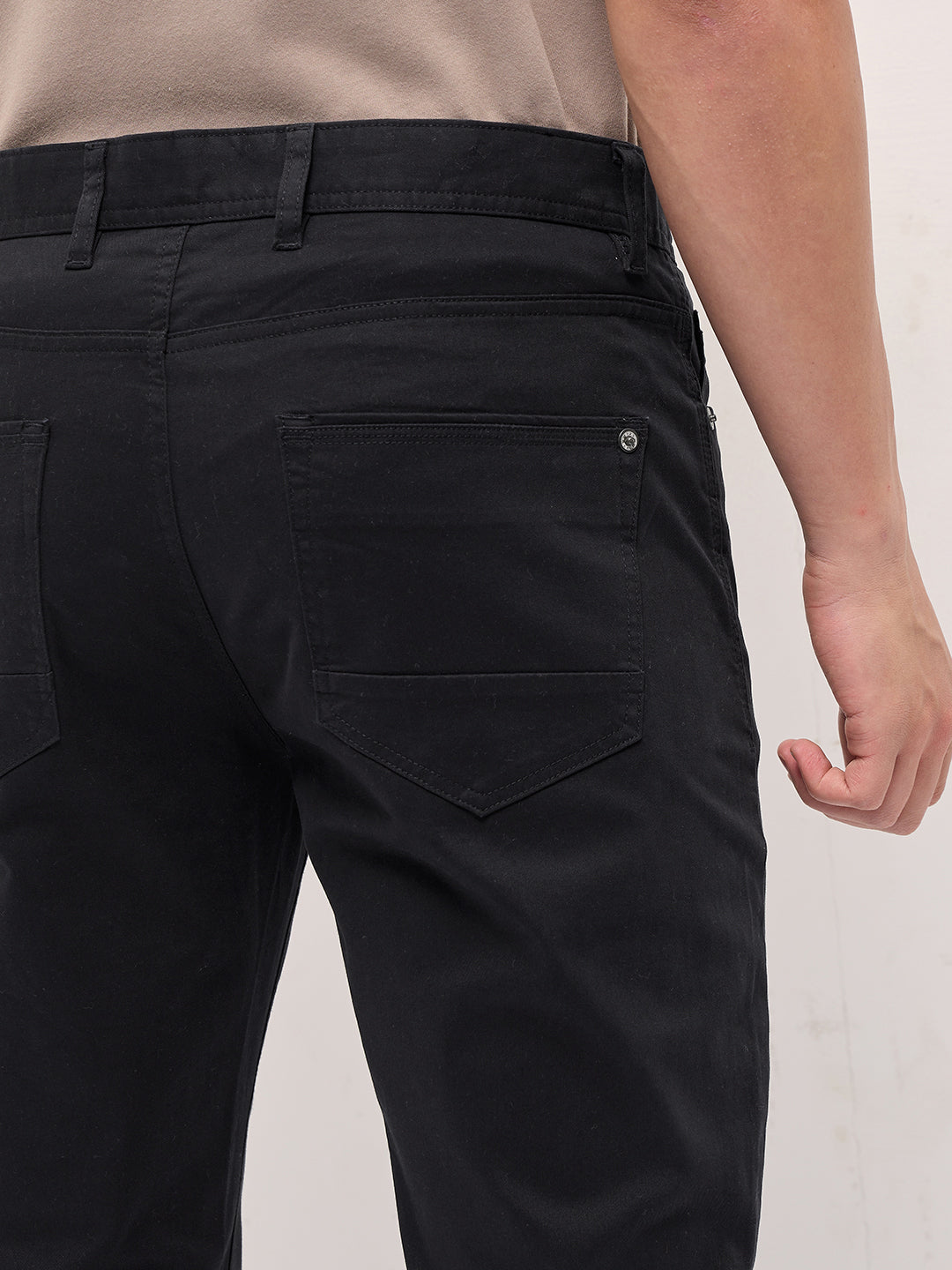 Black Solid Slim Fit Casual Chino Trouser