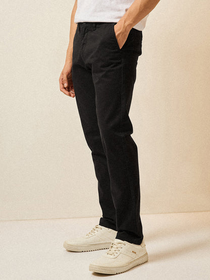 Black Solid Slim Fit Casual Chino Trouser