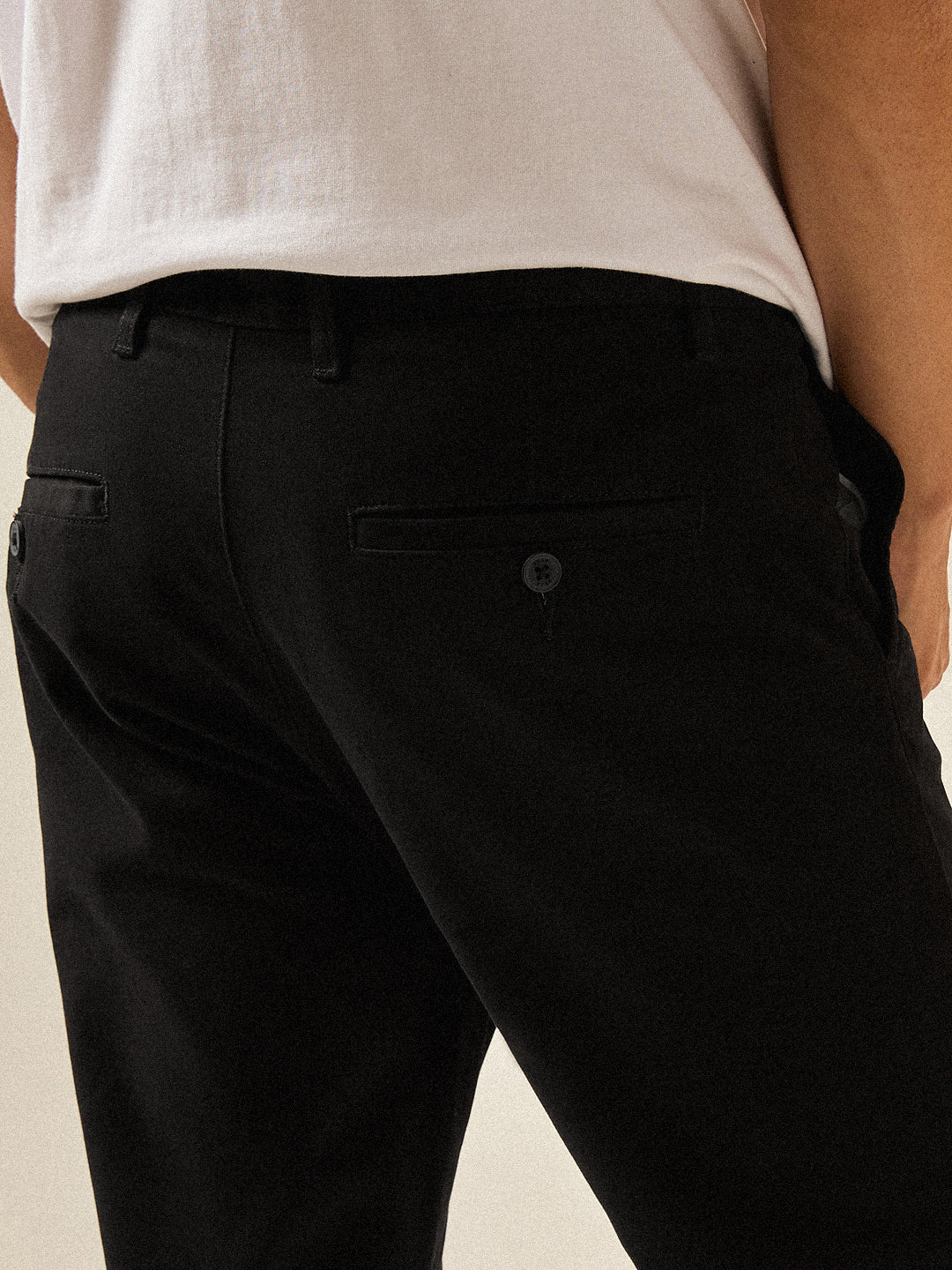 Black Solid Slim Fit Casual Chino Trouser