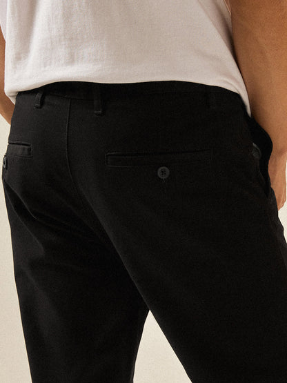 Black Solid Slim Fit Casual Chino Trouser