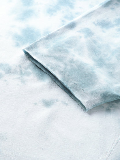 Men Blue Tie and Dye Oversized Fit Round Neck T-shirt