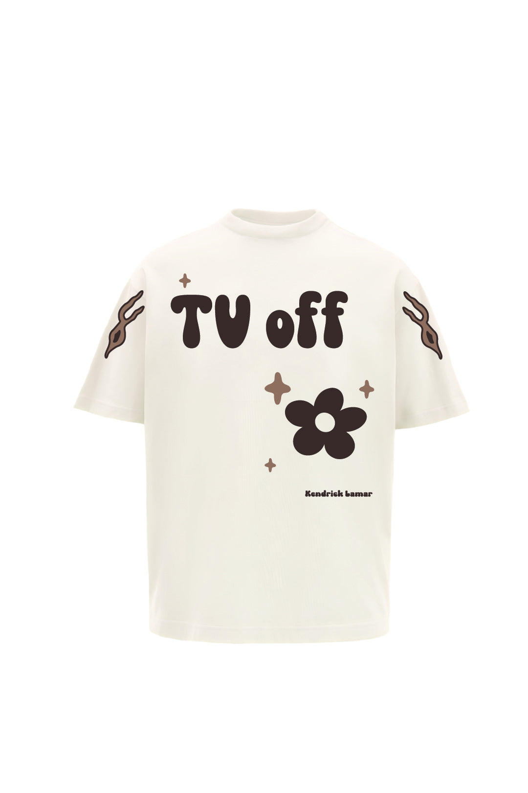 TV off Cream Oversized T-Shirt