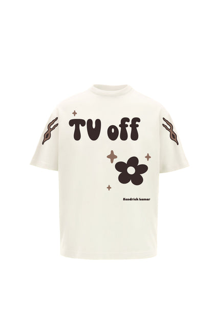 TV off Cream Oversized T-Shirt