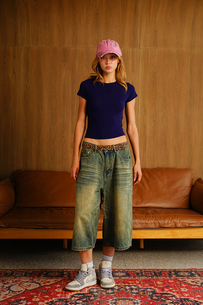 Tencel Ribbed Oxford Blue Modal T-shirt