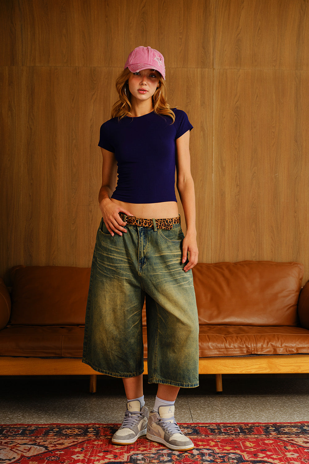 Tencel Ribbed Oxford Blue Modal T-shirt