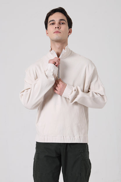 Corduroy Alpine Pullover- White