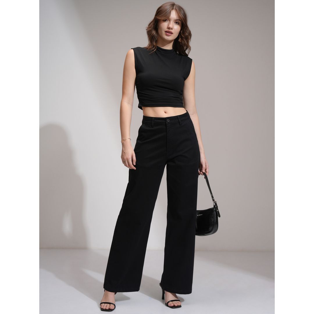 Tokyo Talkies Women's High Waist Wide Leg Trouser