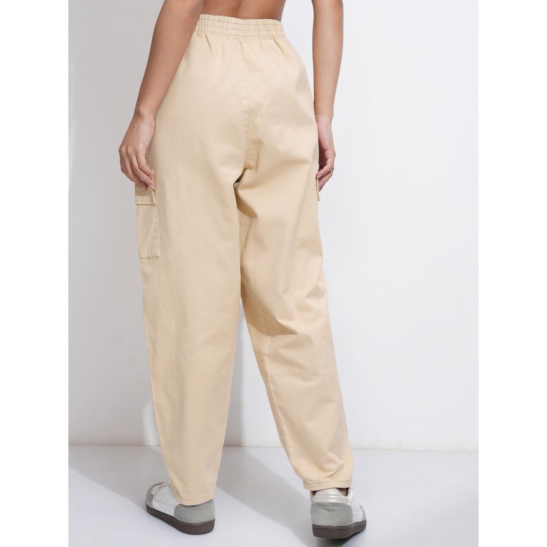 Tokyo Talkies Women's Mid Rise Mom Fit Cargo Trouser