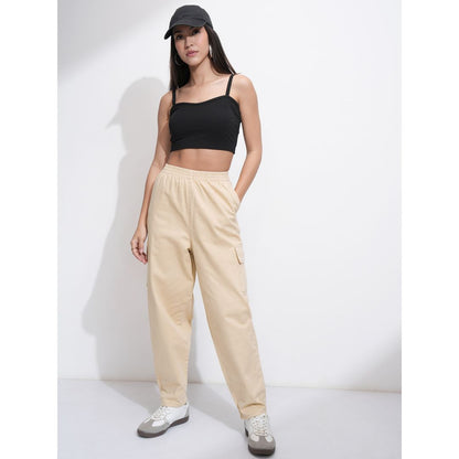 Tokyo Talkies Women's Mid Rise Mom Fit Cargo Trouser