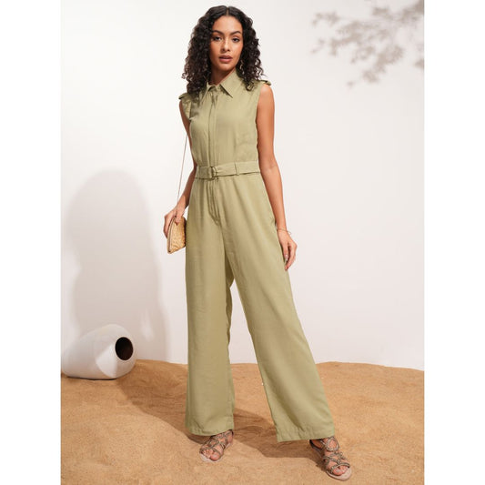 Tokyo Talkies Women's Solid Sleeveless Regualr Fit Jumpsuit