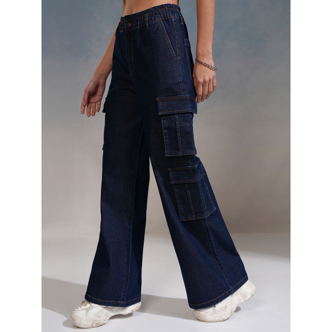 Tokyo Talkies Women's Straight Fit Cargo Jeans