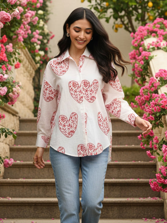 Printed Asymmetrical Cotton Shirt