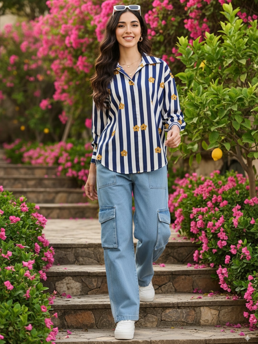 Printed Asymmetrical Cotton Shirt