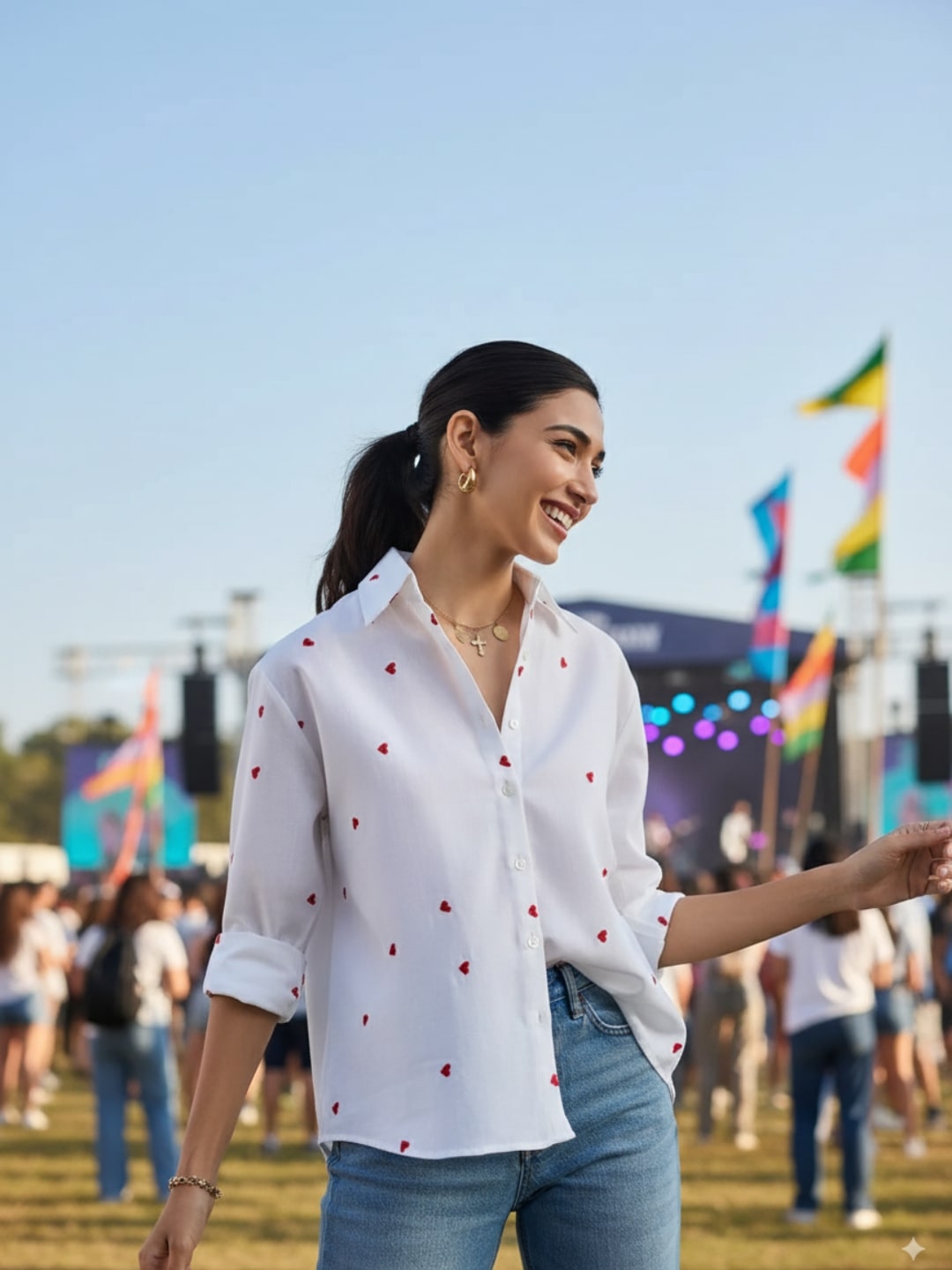 All Over Embroidered Cotton Shirt