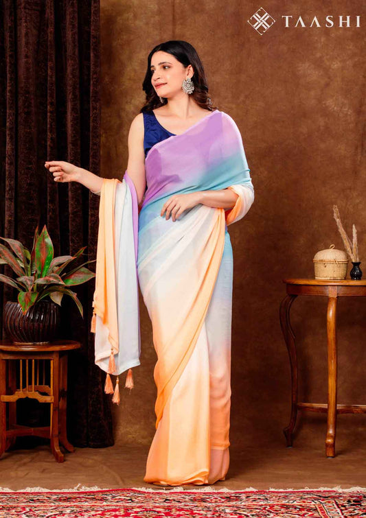 Ombre Blended Colors Crepe Saree