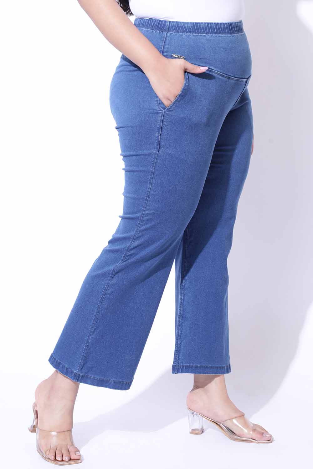 Plus Size Bermuda Blue Flare Jeans