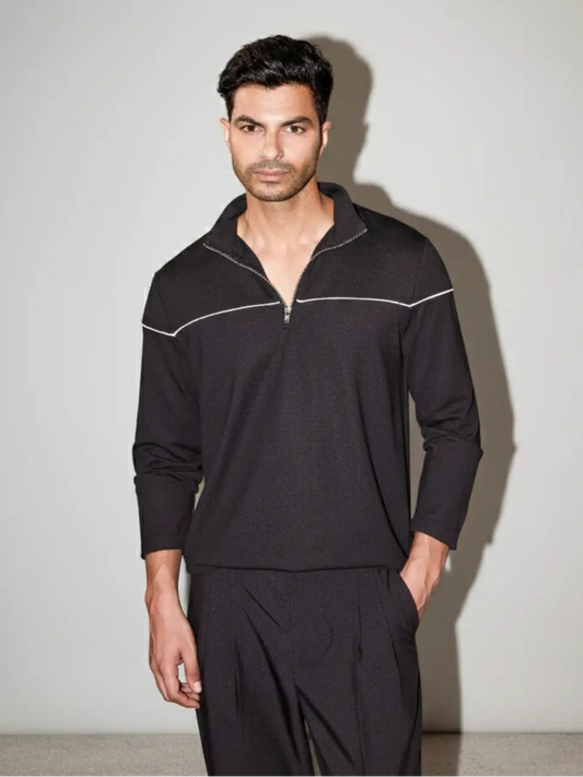 Transit Quarter Zip Pullover - Black