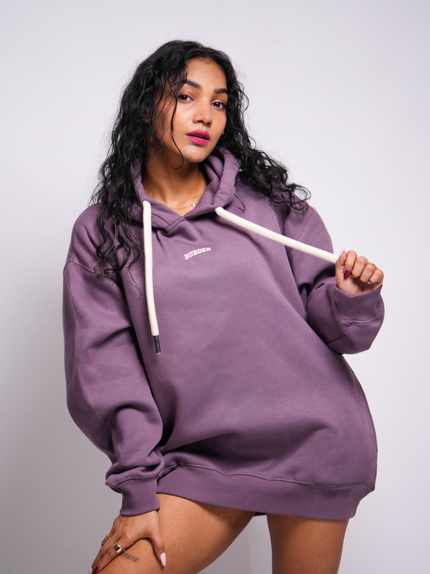PLUM : Ye Burger Logo Heavyweight Baggy Hoodie For Men and Women