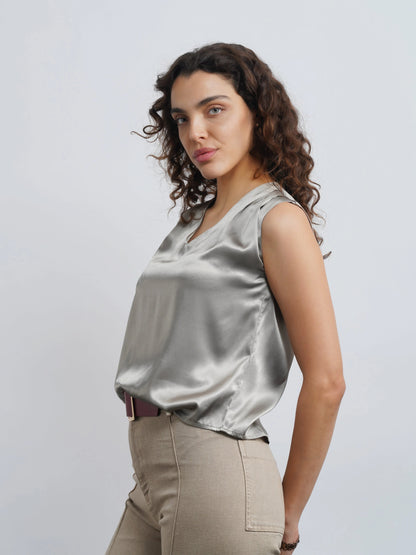 Satin Top - Olive
