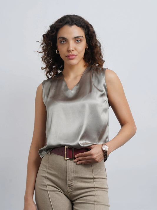 Satin Top - Olive