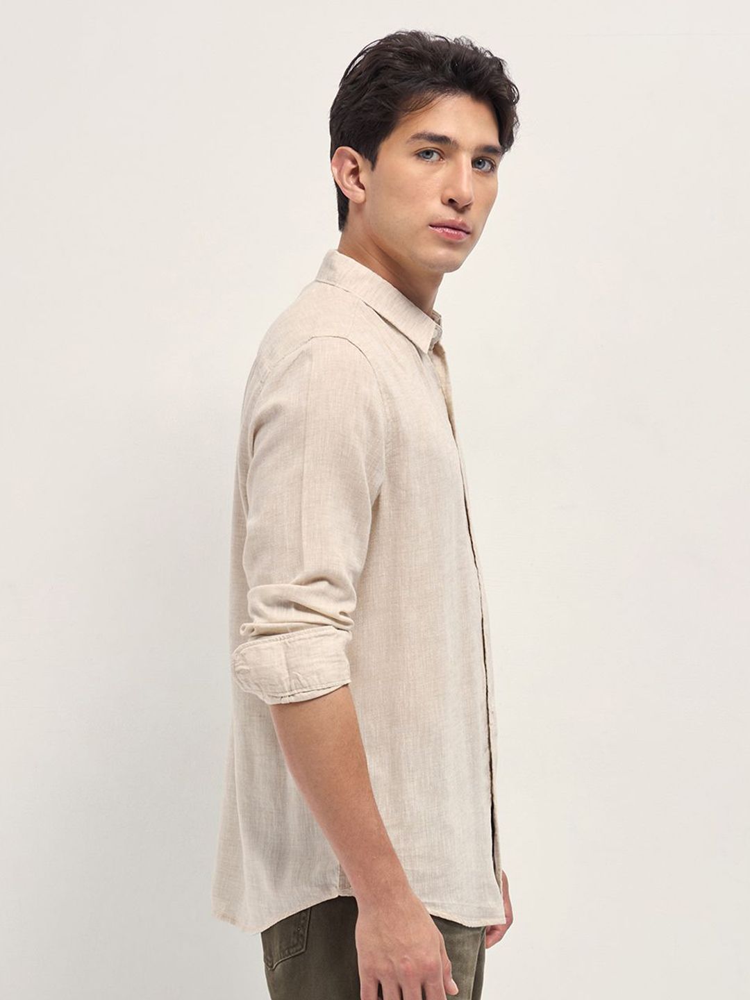 Slim Fit Cotton Linen Casual Shirt