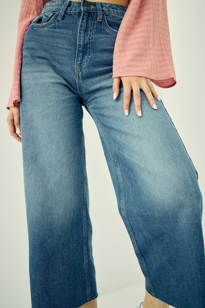 100% Cotton Blue Straight Flared Denim