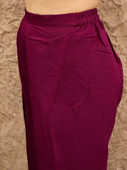 Embroidered V-Neck Tunic With Trousers